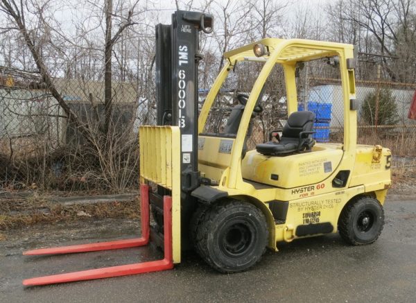 6,000 lb. Cap. Hyster M#H60FTM Yanmar Diesel, Dual air tires, 3 Stage Mast, Side-shift only 2,723 Original Hours!!