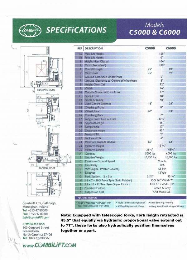 6,000# 4 Directional Combilift M#C6000, Propane, 2011' with only 1,665 Original Hours!! Runs like a NEW one!! - Image 17